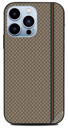 Protective Case Cover for Apple iPhone 13 Pro Red & Green Strips On Brown Pattern