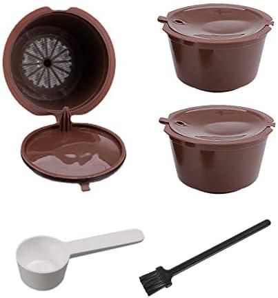 3 Pieces of Coffee Capsule Cups, with 1 Plastic Spoon and 1 Cleaning Brush, refillable Capsules, Reusable Coffee Filters, Practical Accessories for Homemade Coffee Machines