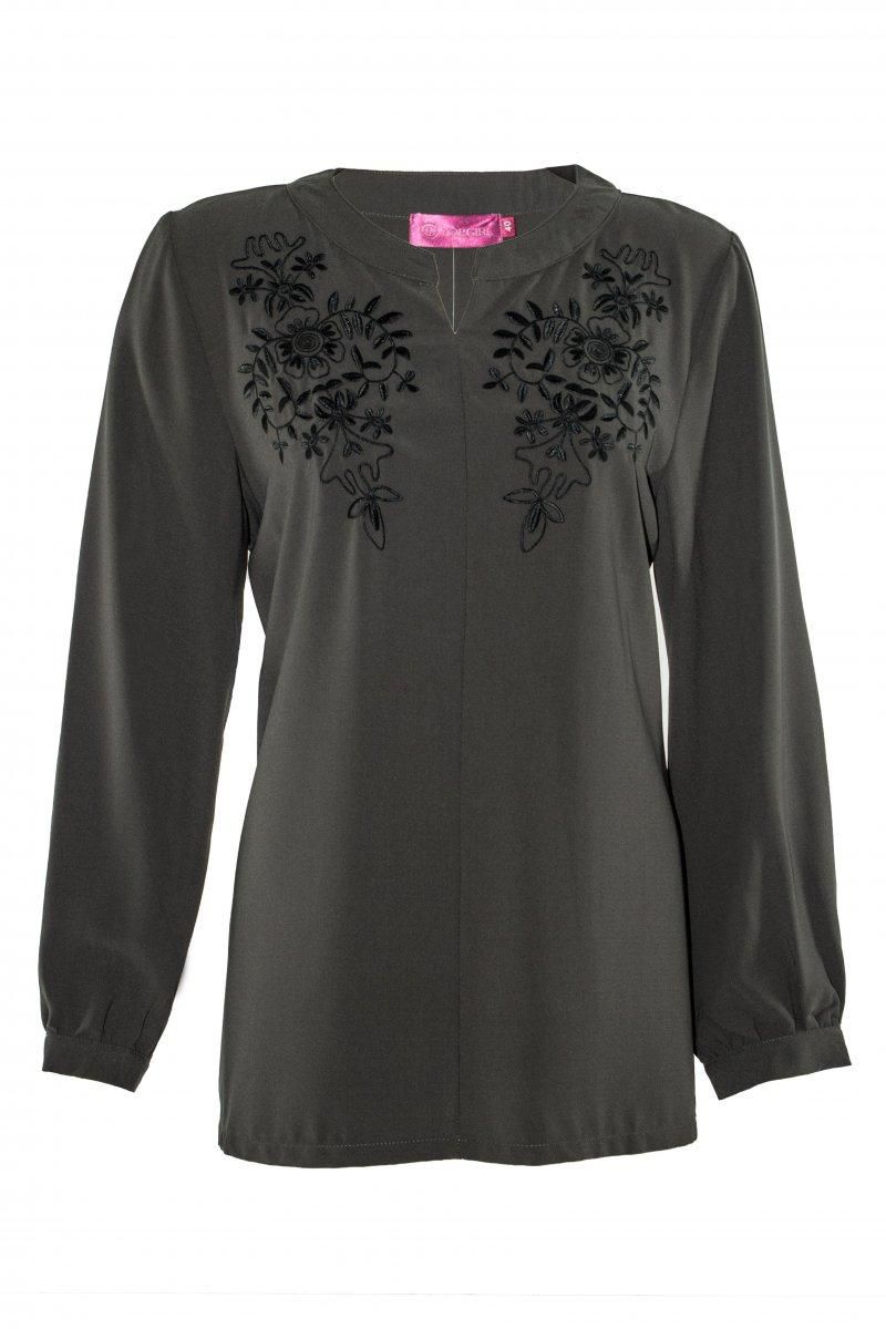 TOPGIRL Long Sleeves Floral Embroidered Shirt for Women