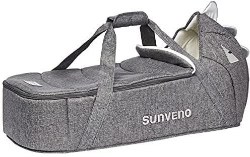 SUNVENO Baby Bed & Baby Lounger, Portable Foldable Bassinet Bedside Sleeper Newborn Infant Travel Bed Carrycot for 0-12 Months (Grey)