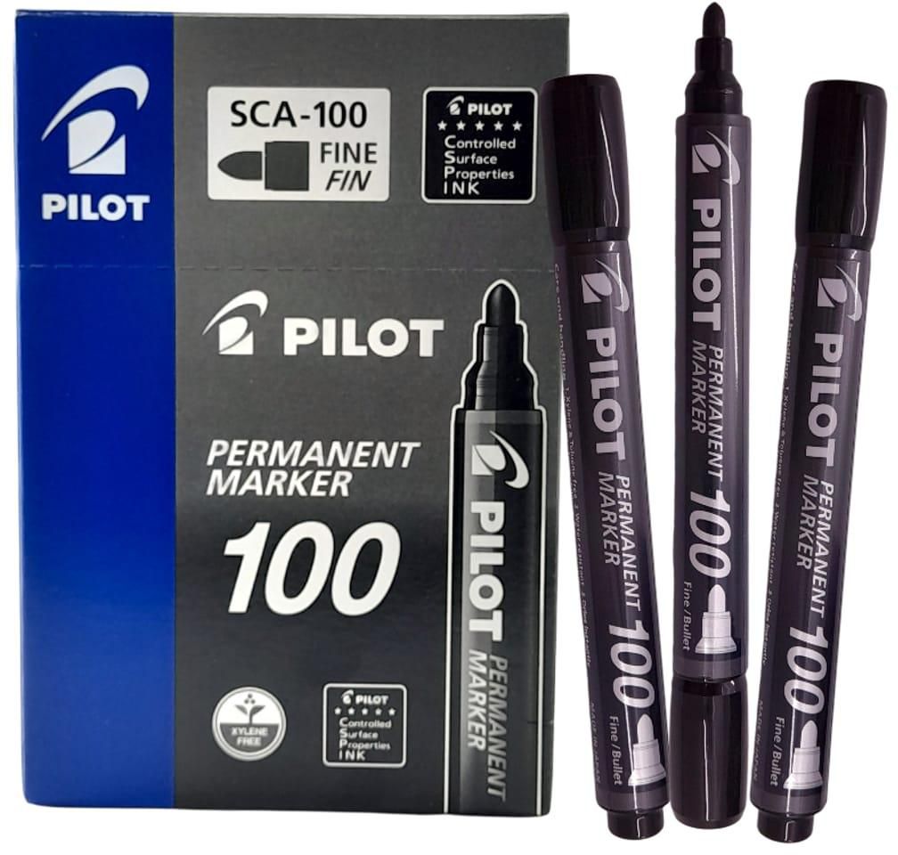 Pilot Permanent Marker Black Fine (Bullet Tip) Sca-100 (12 Pcs)
