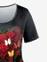 Plus Size Rose Butterfly Printed Short Sleeves Tee - 5x | Us 30-32