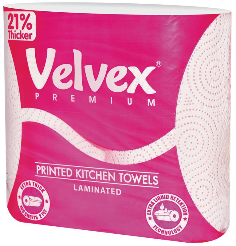 Velvex Premium Pink Kitchen Towels -2 Rolls