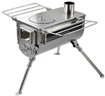 Winnerwell Woodlander Double-View Medium Tent Stove | Portable wood Burning Tent Stove for Tents, Shelters, and Camping | 800 Cubic Inch Firebox | Stainless Steel Construction | Includes Chimney Pipe