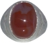 خاتم من الفضة مطعم بحجر عقيق يماني أحمر و أبيض بيضاوي الشكل مقاس 8.5 قابل للتعديل