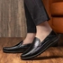 Fashion Men's Casual Leather Flats Breathable Loafers & Slip-ons Moccasins Shoes Black
