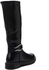 Dejavu Knee Leather Black Zipper Boots - Black
