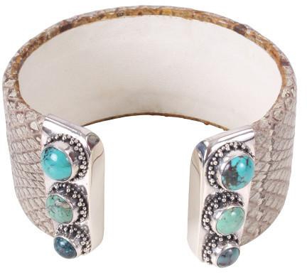 GREY CUFF WITH TURQUOISE STONES