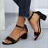 Fashion Women's Shoes Sandals Frosted Middle Heel Solid Color Chunky Heel