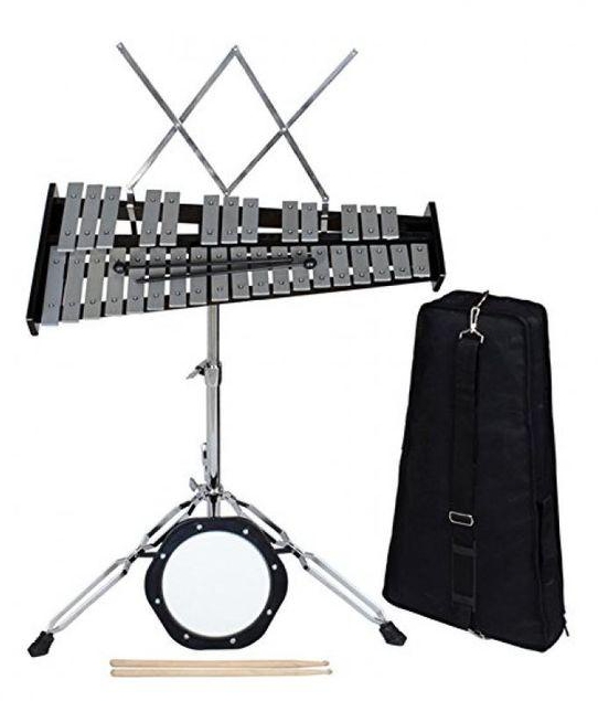 Gawharet El-Fan xylophone Glockenspiel Bell Kit with Practice Pad+Mallets+Sticks+Stand