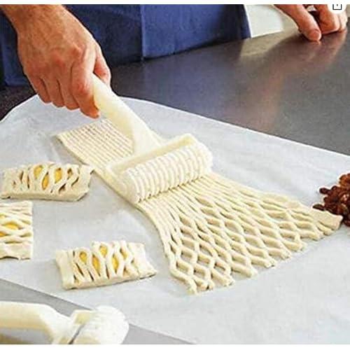 Coolbaby Pie Pizza Cookie Cutter and Embossing Dough Roller Lattice, Cream, 1 Piece, WSTT430