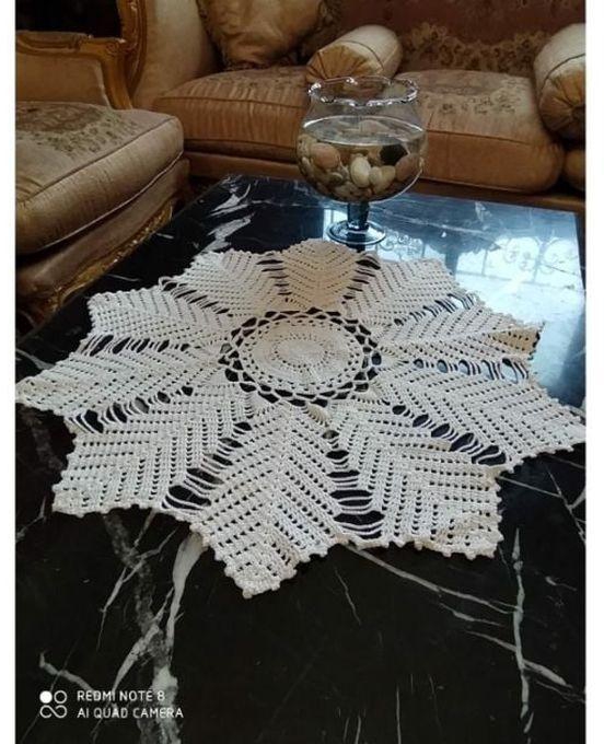 Handmade Crochet Tablecloth - 65 Cm - Off White
