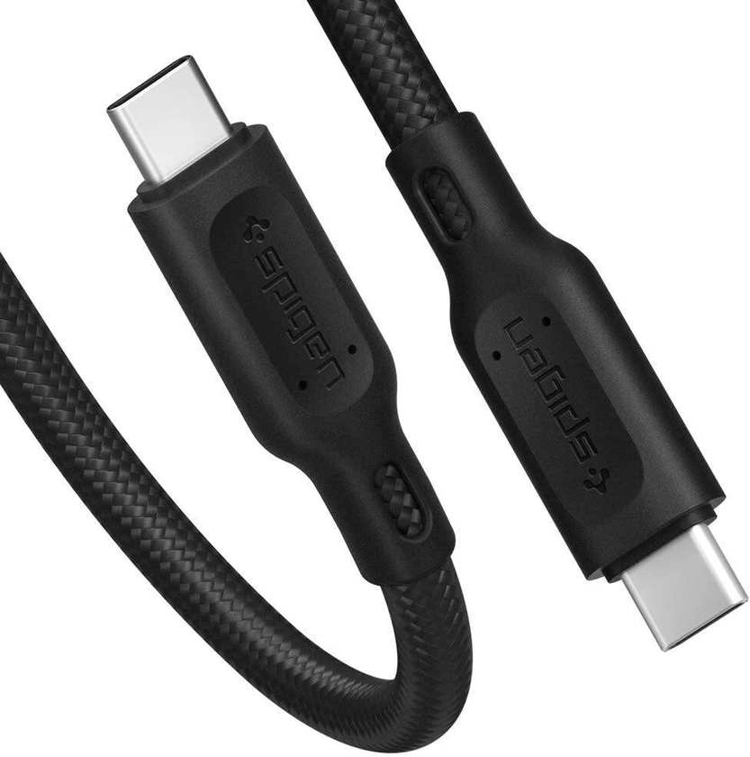 Spigen C10C3 USB-C to C 3.2 Gen 1 PD Cable [Official E-Mark] [100W &amp; 5Gbps] Cotton Braided [1 Meter] Power Delivery Data Transfer USB C Compatible with MacBook/iPad/Galaxy/Pixel/OnePlus &amp; More - Black
