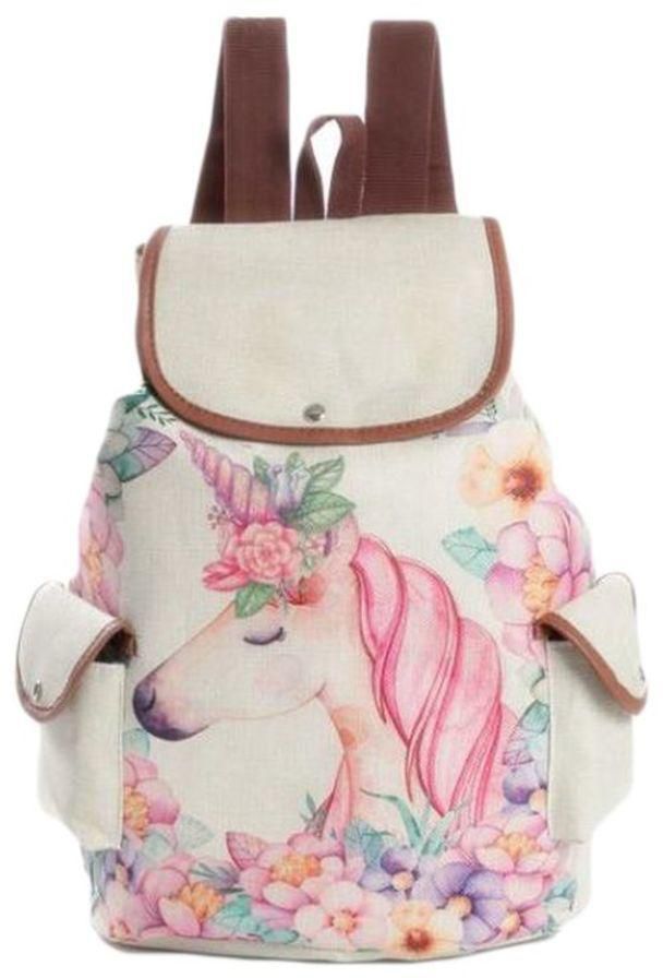 Generic Unicorn Printed Linen Backpack