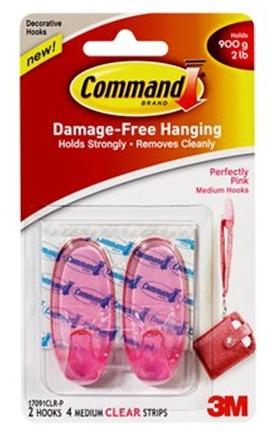 Command Perfectly Pink Wire Hooks & Strips 3M