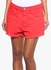 Button-Front Denim Shorts Red