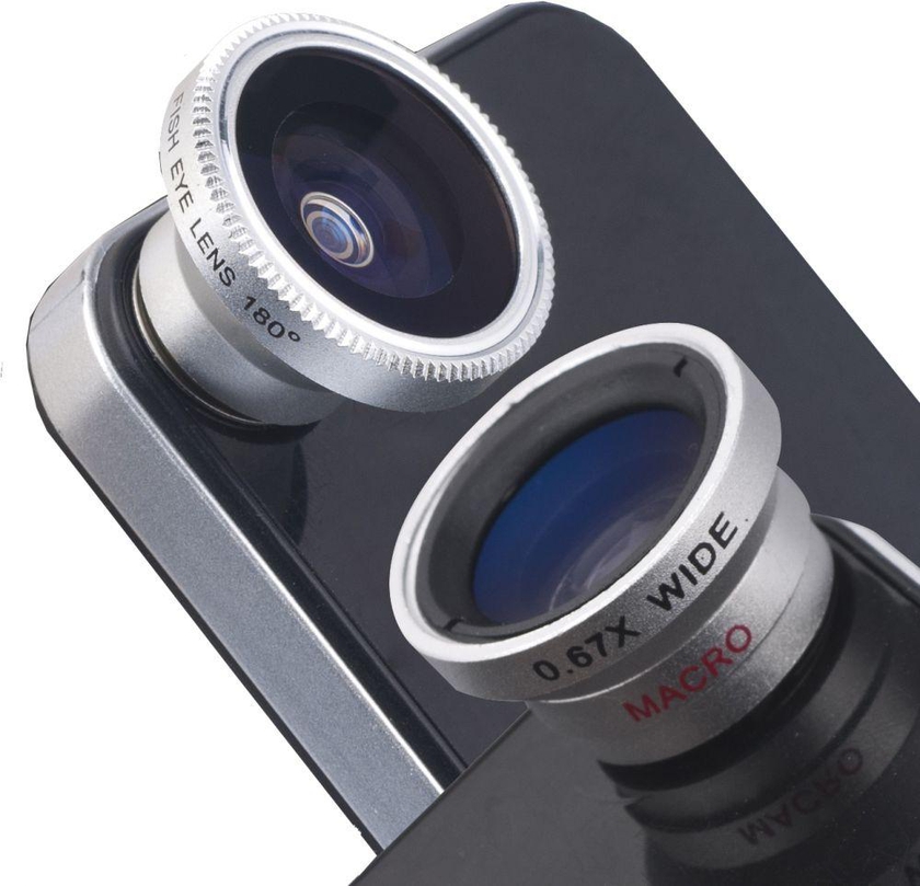 Magnetic 3-In-1 Lens Fisheye Wide-Angle Macro Lens for iPhone 5 5S 4S 4G Samsung S4 S3 i9100 i9300