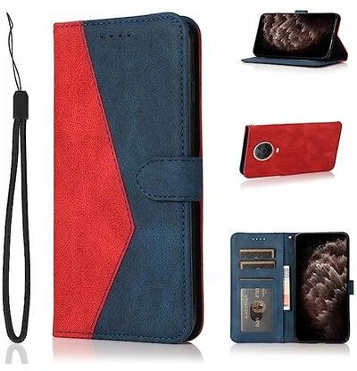 HuHa Case Cover Compatible For Nokia G10 / G20 / 6.3 Dual-color Stitching Leather Phone Case Red Blue