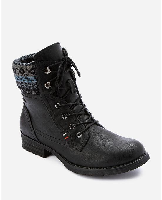 Shoe Room Buckle Heeled Boots - Black