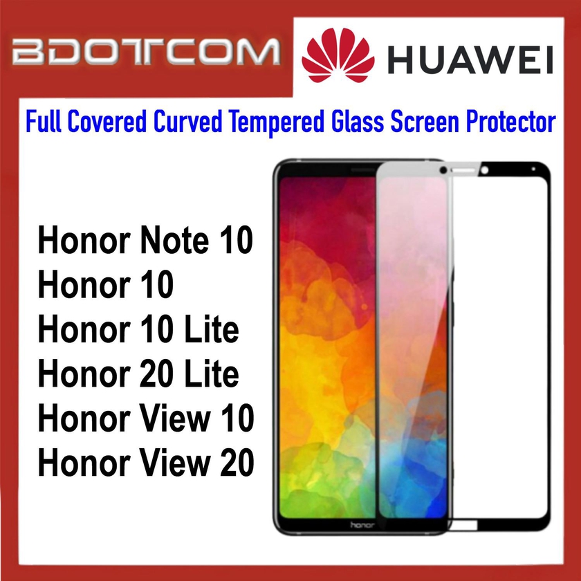 Bdotcom Full Covered Curved Glass Screen Protector for Huawei Honor Note 10 (Black)