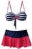 White Blue Striped Bra & Skirt Swimwear Set