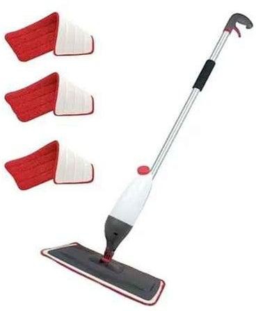 Spray Mop With 3 Floor Cleaning Pad Set White 110cm