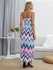 Women's Aline Dress Strapless Waving Pattern Colorblock Maxi Long Dress