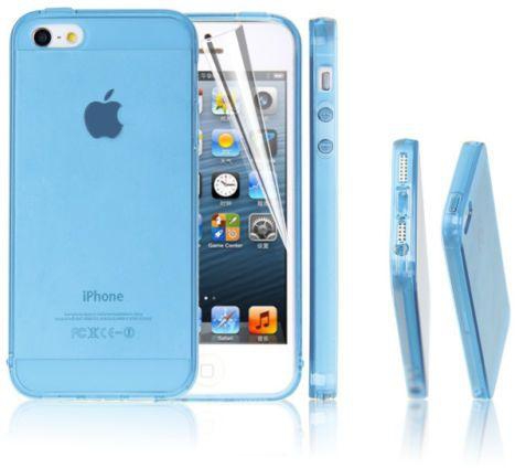 Ultra Slim Matte TPU Crystal Case for Apple iPhone 5 5S with Screenguard - Sky Blue