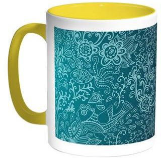 Motifs Printed Coffee Mug Yellow/White 11ounce