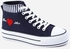 Genuine Canvas High Neck Sneakers - Navy Blue