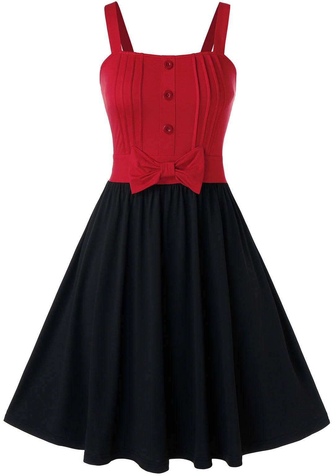 Plus Size Two Tone Bowknot A Line Dress - 3x