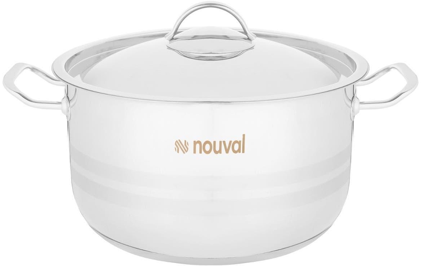 Get Nouval Stainless Steel Pot with Lid, 22 cm - Silver with best offers | Raneen.com