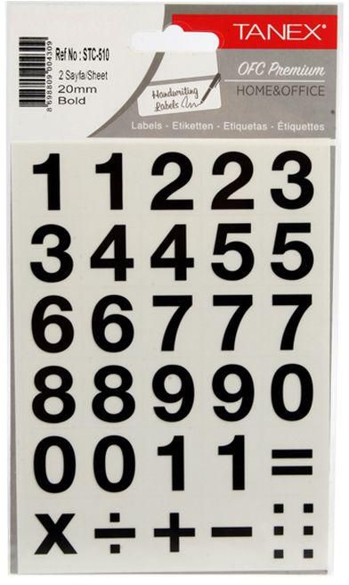 Tanex STICKER NUMBERS WIDE FONT 2 PCS PER PACKAGE 20 MM