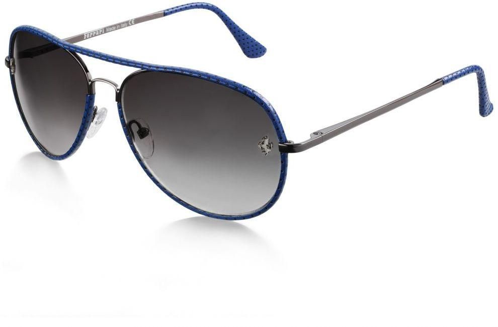Ferrari Aviator Sunglasses for Women - Full Rim Blue Frame, Grey Lens