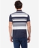 Ravin Engineered Stripe Polo Shirt - Navy Blue