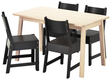 NORRÅKER / NORRÅKER Table and 4 chairs, white birch, black