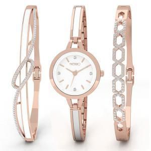 FIERRO  Rose Gold Plated Watch and Double Bangle Set