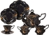 Get Lotus Porcelain Tea and Cake Set, 25 Pieces - Black with best offers | Raneen.com