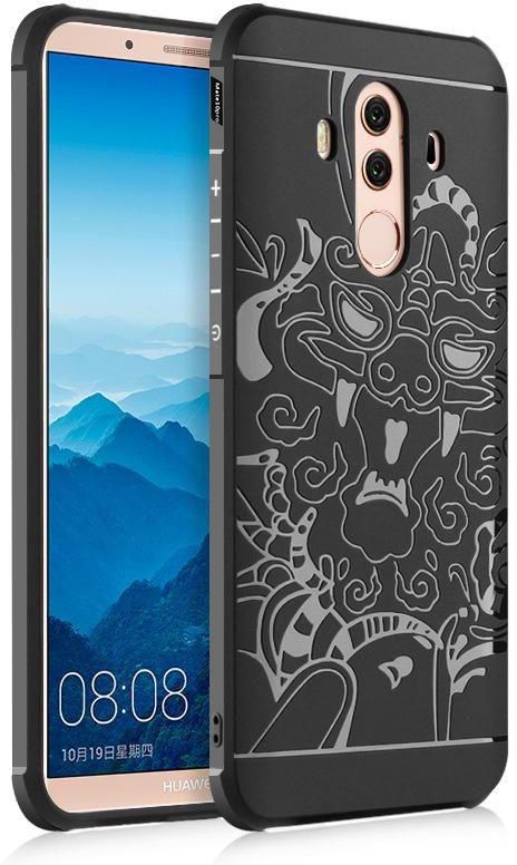 Huawei Mate10pro Silicone Mobile Shell Anti-fall Cloud Dragon Pattern Scrub Mobile Phone cases,Black