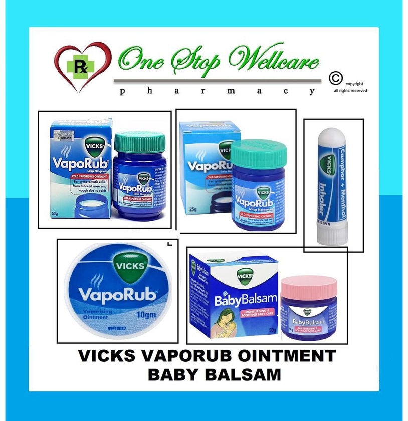 Vicks Vaporub Cold Vaporising Ointment / Baby Balsam / Inhaler