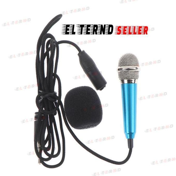 Mini Long Wired Microphone With 2 Ports (AUX + 3.5mm) For Smartphones And Laptops - Blue