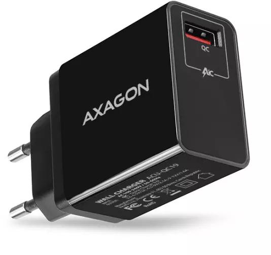 AXAGON ACU-QC19, QC network charger 19W, 1x USB-A port, QC3.0/AFC/FCP/SMART, black | Gear-up.me