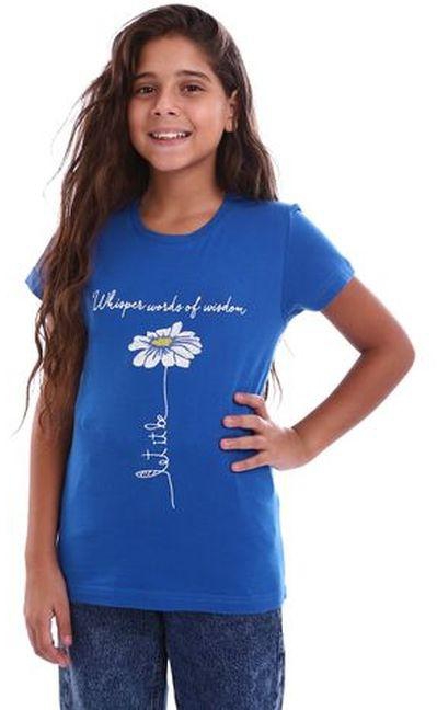 Andora Girls Embroidered "Girls Power" Blue Tee