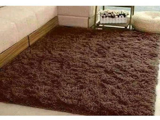 Fashion Fluffy Smooth Carpet For Living Room 5 By 8 - DARK BROWN