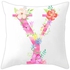 Floral Alphabet Y Printed Cushion Cover White/Pink/Yellow 45x45cm
