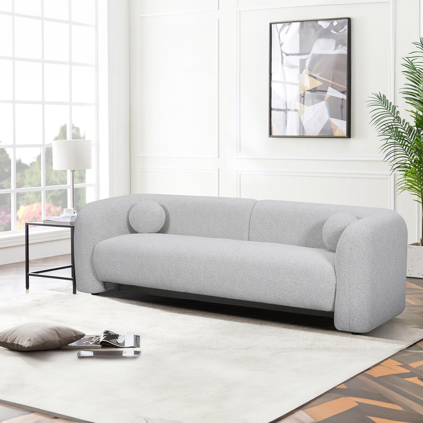 Barcelo 3-Seater Fabric Sofa with 2 Round Cushions