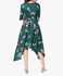 فستان فلورال متوسط الطول غير متماثل اخضر