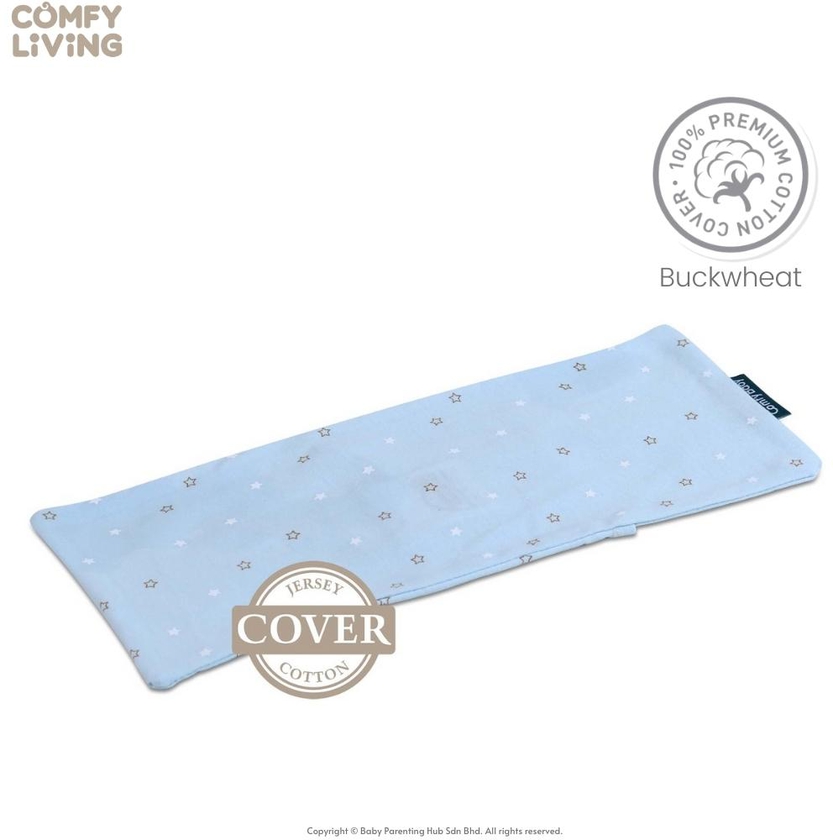 Comfy Living Buckwheat Baby Pillow Cover 14x33cm (Blue Star)
