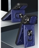 Iphone 14 Full Protection Case With Card Bag, Metal Ring & Slider Camera Cover - Blue