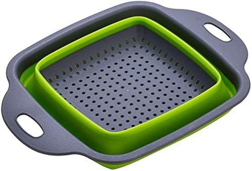 Collapsible Colanders With Handles, Kitchen Sink Strainers,Heat-Resistant Silicone - Green